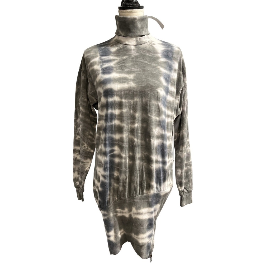 YFB Dress Gray Tie Dyeβ Sweatshirt Mini Size XS Ribbed Turtle Neck Athleisure